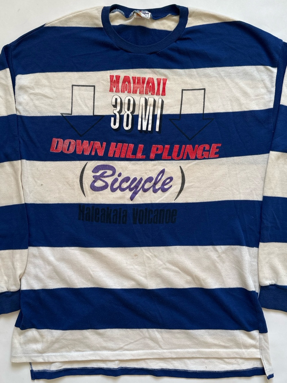 Vintage Hawaii downhill bike tour souvenir striped LS shirt